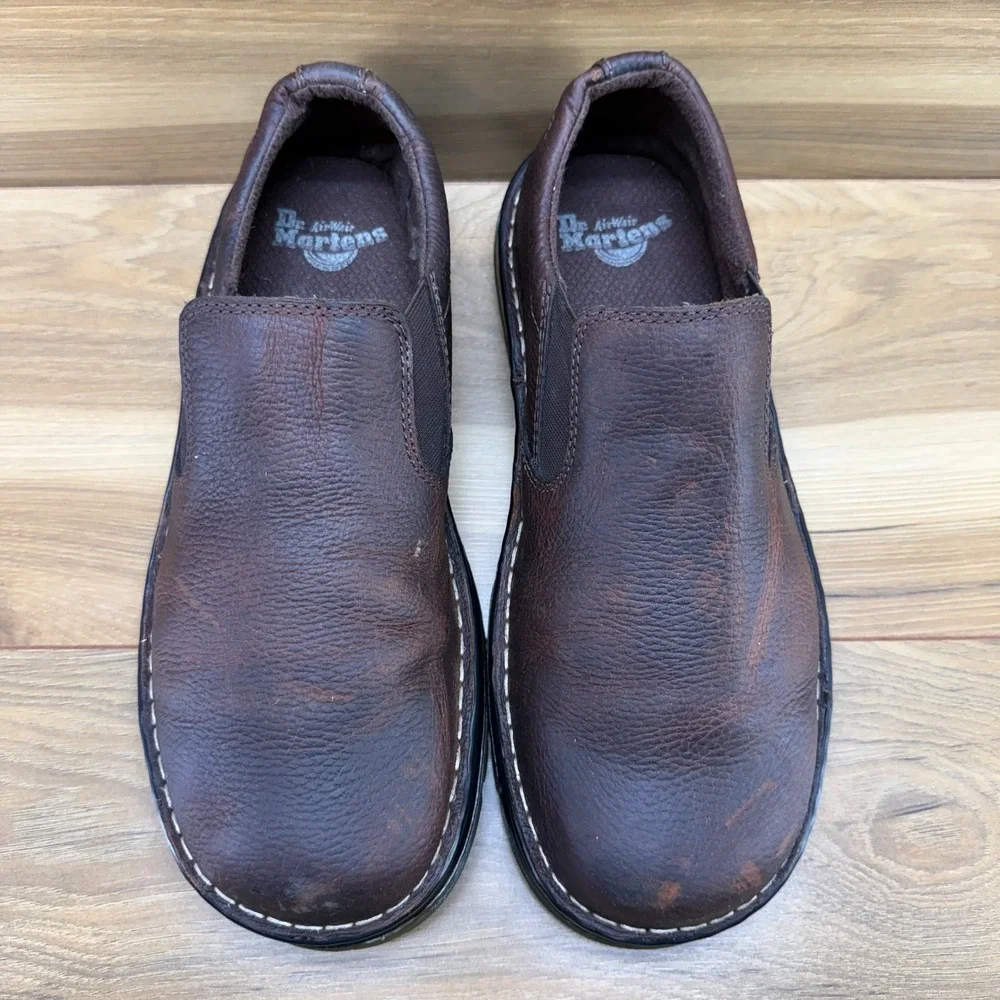 Dr Martens Bryce Slip On Mens 10 Brown Tumbled‎ Leather Business Casual Travel